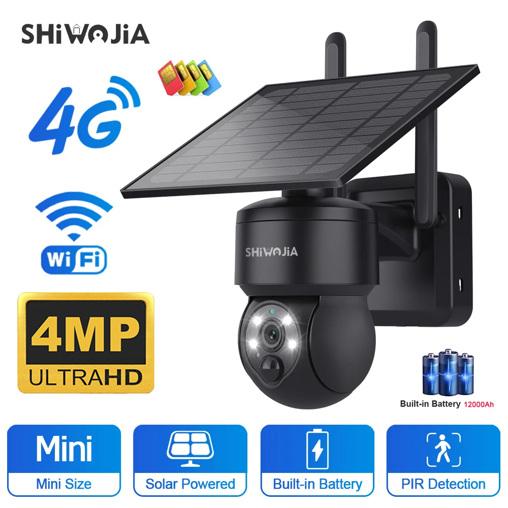 Security Camera System Solar 4G - WinterWOJIA-Caméra solaire PTZ sans fil, caméra