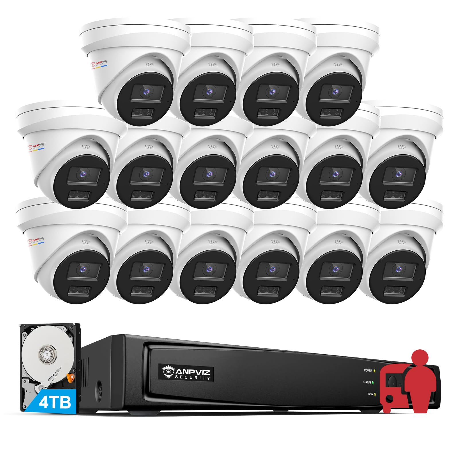 Nvr 16 Channel 4K H265 - Anpviz 16CH 4K PoE système de