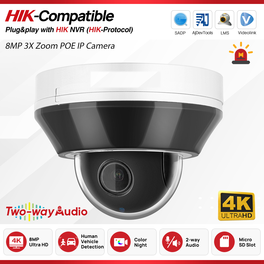 Hikvision Ip Camera 8Mp Dome - Caméra PTZ IR 4K 8MP avec