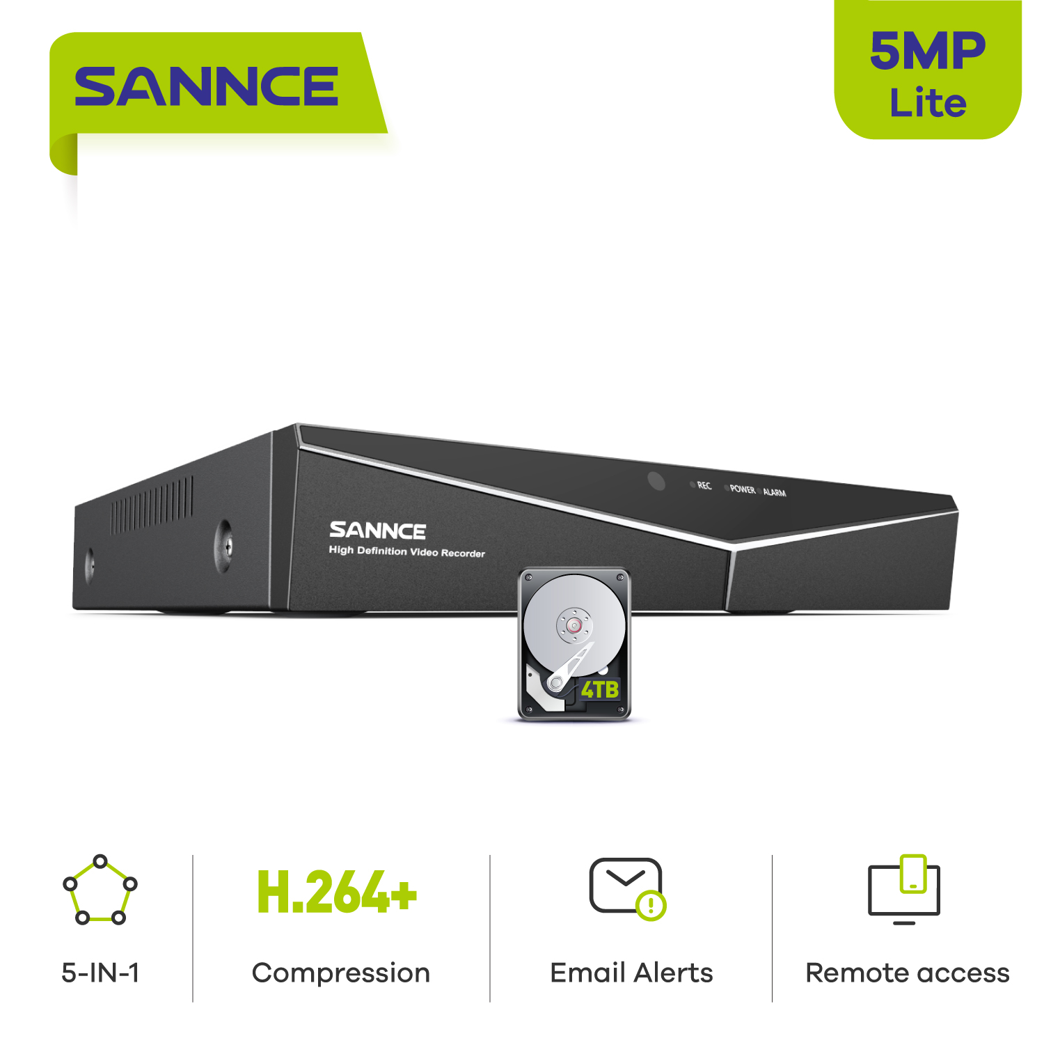 Cctv Hard Drive 4Tb Surveillance - SANNCE-Enregistreur vidéo numérique de surveillance, 8