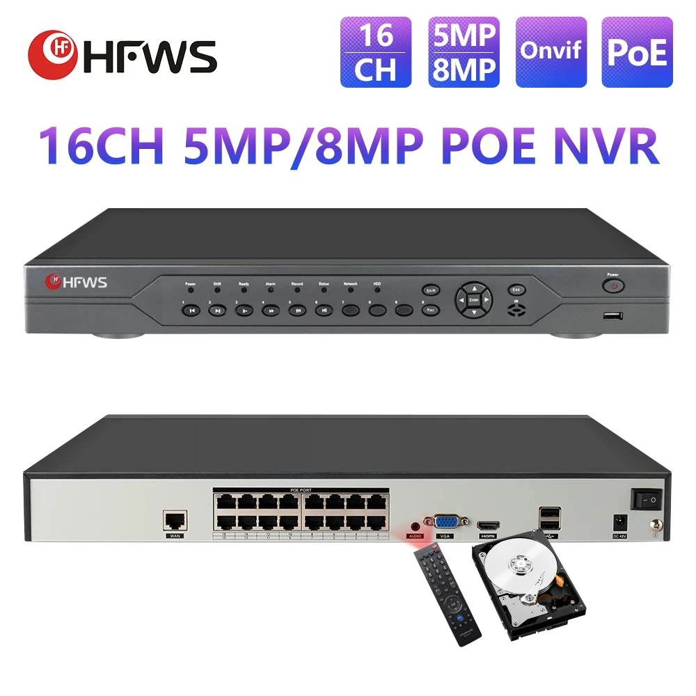 Nvr 16 Channel 4K H265 - Enregistreur de vidéosurveillance pour nouveau-nés, Wcig16CH,