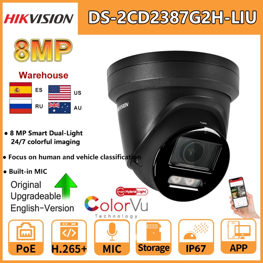 Hikvision Ip Camera 8Mp Dome - Hikvision 8MP IP Caméra DS-2CD2387G2H-LIU 4K