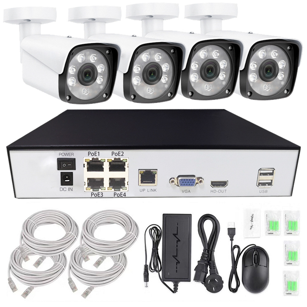 Nvr Kit 4 Camera 5Mp Poe - Kit de caméras IP 4CH POE