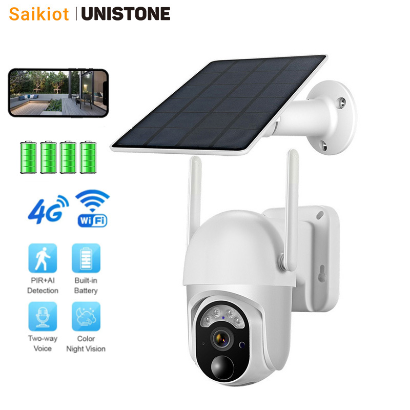 Security Camera System Solar 4G - Saikiot caméra solaire 3MP 4G WIFI