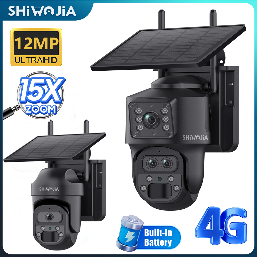Security Camera System Solar 4G - SHIWOJIA Caméra solaire ZOOM 15X 4G