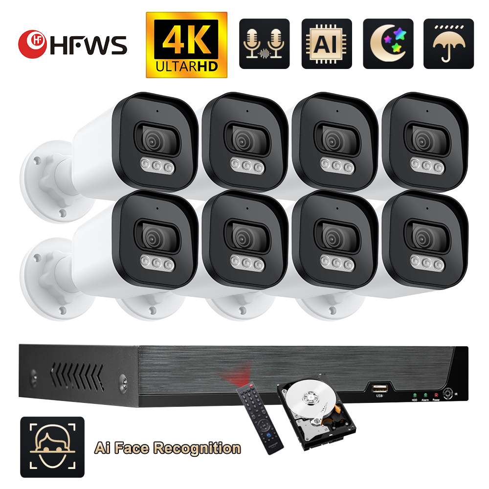 Cctv Nvr System 8 Channel 4K Poe - Hfws-Kit de système de sécurité de