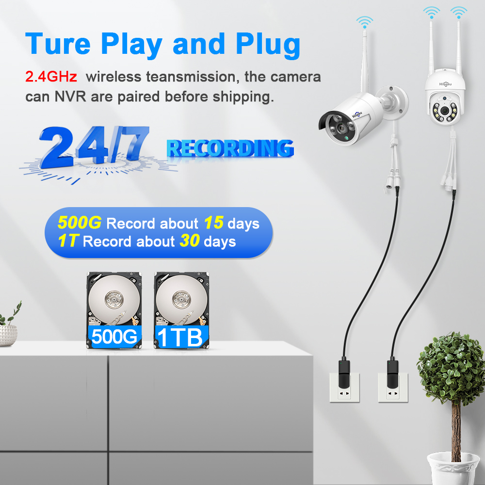 Kit de sécurité Hiseeu 10CH NV - Cctv Camera System 8 Camera Wireless avis et prix