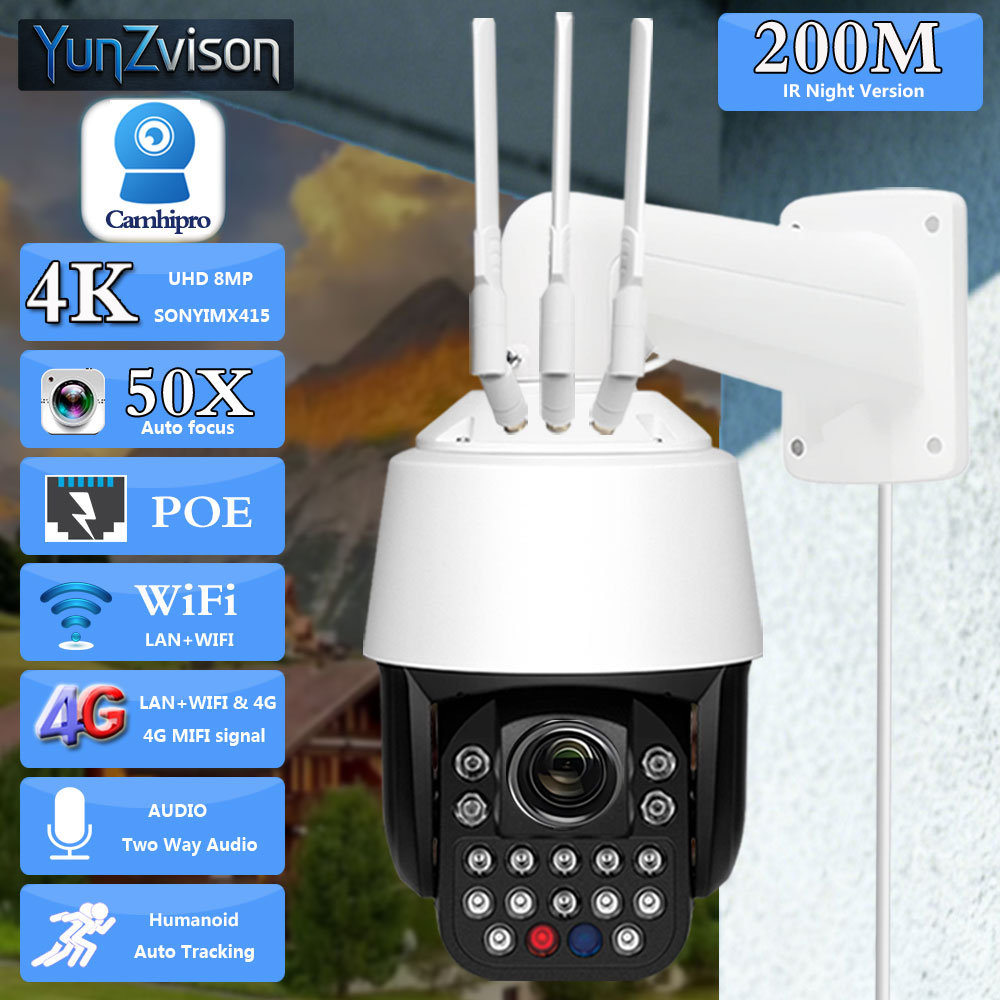 Carte SIM 3G 4G, zoom 50X, cam - Poe Security Camera 8Mp 4K avis et prix