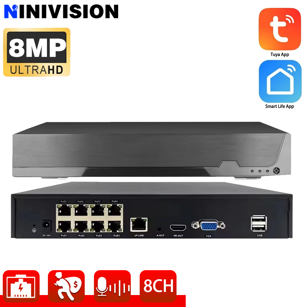 H.265 8CH 4K 8MP POE NVR enreg - Cctv Nvr System 8 Channel 4K Poe avis et prix