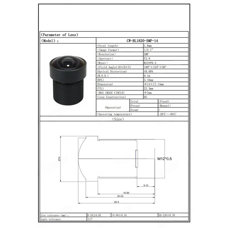 [B24B!】 Objectif Fisheye 5MP 1 - Cctv Camera 180 Degree Panoramic avis et prix