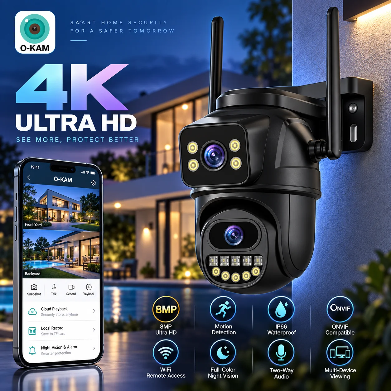 Caméra de sécurité PTZ à doubl - Ip Camera 4K 8Mp Outdoor Ptz avis et prix