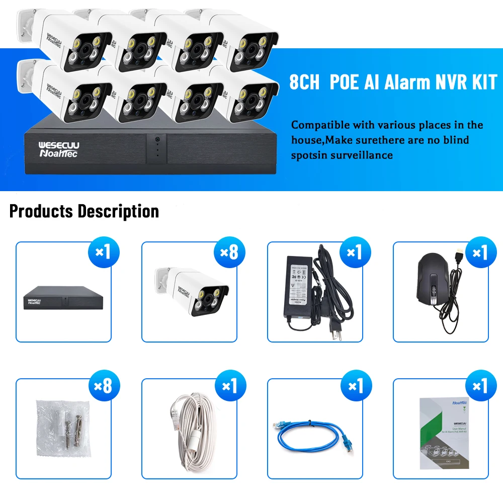 Système de caméra de sécurité  - Nvr Kit 4 Camera 5Mp Poe avis et prix