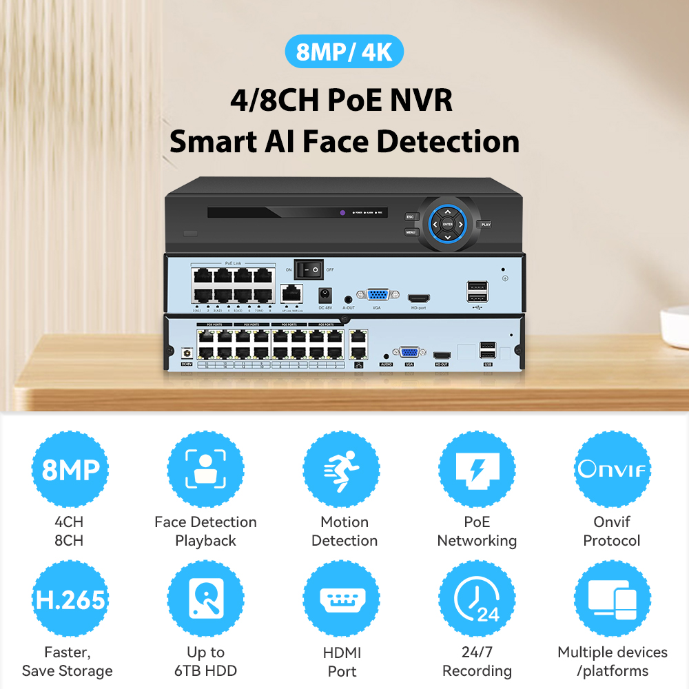 4K 8MP Ultra HD POE NVR enregi - Nvr 16 Channel 4K H265 avis et prix