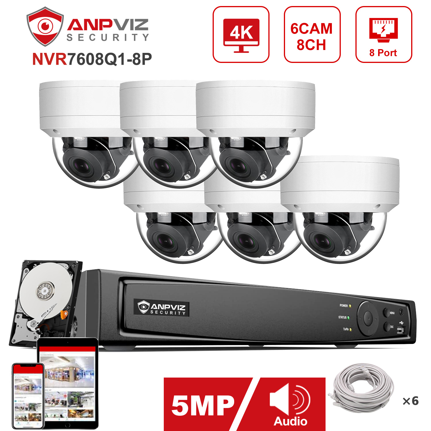 Anpviz-Kit de système de sécur - Nvr Kit 4 Camera 5Mp Poe avis et prix