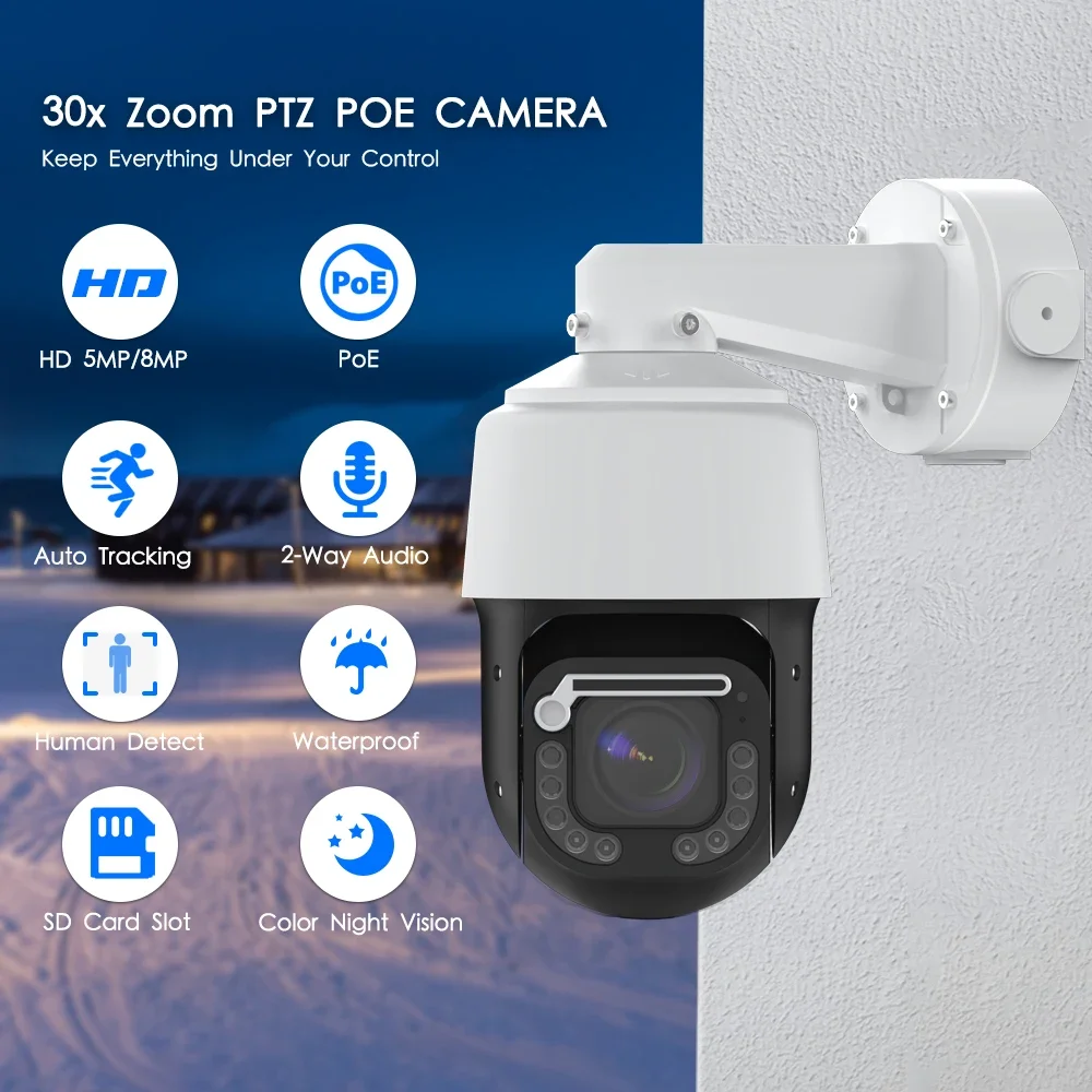 Caméra IP PTZ POE 4K 8MP avec  - Ptz Camera 30X Zoom Poe avis et prix